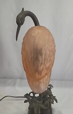 Tin Chi Andrea by Sadek Art Glass Crane Bird Table Lamp 16.25