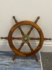NEW ANTIQUE 24'' BRASS STEERING PIRATE WHEEL WALL DECOR NAUTICAL SHIPS GIFT picture