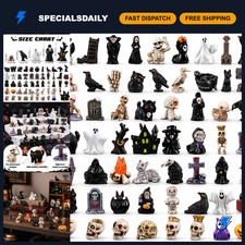 60pcs Halloween Resin Miniatures - Mini Ghost & Skull Figures for Crafts & Decor picture
