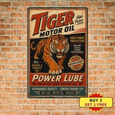 Vintage Gas Station Motor Oil Metal Sign Retro Auto Shop Garage Wall Decor picture