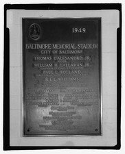 Photo:Baltimore Maryland 1949 Baltimore Memorial Stadium plaque marker picture