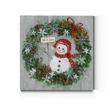 Renditions Gallery Snowman Wreath (2) Wall Art, Red & White, 24x24 in picture