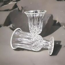 Pair Vintage DePlomb USA 24% Lead Crystal Hurricane Candle Holders  picture