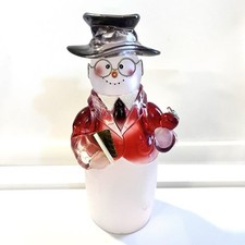 Vintage Frosted Glass Snowman Figurine Teacher Professional 9.5” picture