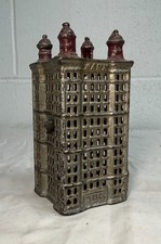 Antique A.C. Williams Cast Iron Skyscraper Coin Still Bank Made in Ohio 1900-20s picture