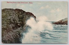 East Gloucester MA Massachusetts Bull Dog Rock Crashing Waves 1911 Postcard picture
