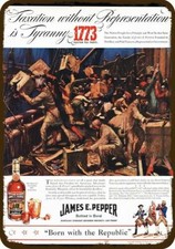 1940 JAMES PEPPER Whisky Boston Tea Party Vnt-Look DECORATIVE REPLICA METAL SIGN picture