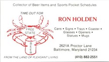 Collector of Beer Items Ron Holden Baltimore MD Vintage Business Card 5MM28-6 picture