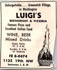 Luigi's Restaurant & Pizzeria 1132 19th NW 1967 Washington DC Ad TAK3-S80 picture