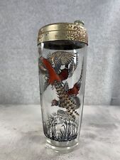 Vintage Mid Century Glass Cocktail Shaker Drink Mixer Pheasant Bird - Rusted picture