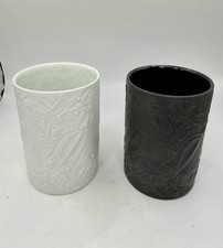 ROSENTHAL Bjorn Wiinblad 1960s Black White (2) Matte Porcelain Vase Cup Tulip picture