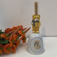 Vintage Ceramic Tulip Shaped Bell with Tooth pick Holder Teddybear Handle picture