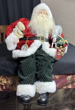 VTG Y2K Christmas Santa Claus Posable Arms Legs Shelf Sitter 28” With Toys BNWT picture