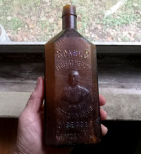 1880s SPARKS PERFECT HEALTH EMB MAN CAMDEN,NJ SCARCE AMBER ROOF SHOULDER MED picture