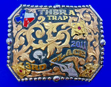 THSRA TRAP Texas Shooting 2011 3RD Place Trophy Award HYO Silver Belt Buckle  picture
