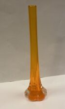 Vtg Mid Century Amberina Glass Stretch Swung Bud Vase Orange 9