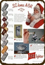 1949 ASR LIGHTER Vintage Look DECORATIVE METAL SIGN - SANTA CLAUS SMOKES CIGARET picture