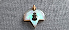 Vtg Mother of Pearl & Gold College / University / Sorority Necklace Pendant picture