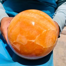10.14LB Natural Crystal Sphere Stunning Honey Tone Yellow Calcite Ball Healing picture