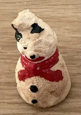 Vintage Antique Bisque Snowman Holiday Christmas Mini Figurine Chipped Paint picture