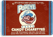 Tinworld Tin Sign: Popeye Candy Cigarettes Label Tin Metal Signs Vintage Retro K picture
