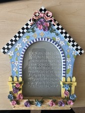 VINTAGE 2000s Floral Checker Colorful Picture Frame In Mint Condition picture