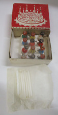 Vintage Lot 12 Birthday Candle Holders Wooden Angels Italy 1 inch Box picture