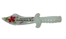 PLAINFIELD NJ NEW JERSEY ANTIQUE Souvenir DEPRESSION Glass TRINKET SWORD picture