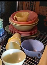 Vintage MCM Hazel Atlas Plantonite Glass Moderntone ,.RARE Pieces Set 46x pieces picture