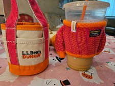 L.L.Bean x Dunkin Mini Sweater Cup Sleeve & Mini Tote Cup Holder NEW picture