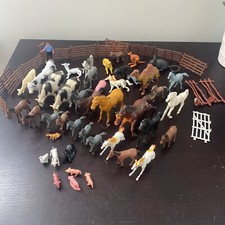 Vintage Lot Of Plastic Farm Animals - Mixed Figures & Accessories 1970s & 1980s picture