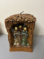 RARE LARGE Christmas Candle 4 Sided Carolers Johann Gunter Hand Carved 10” Vtg picture