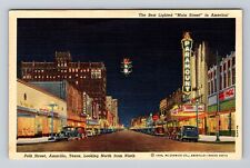 Amarillo TX-Texas, Main Street, Advertising, Antique, Vintage c1941 Postcard picture