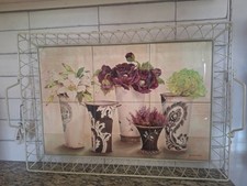 Vtg Metal Handled Serving Tray W/Ceramic Tiles Signed Kathryn White picture