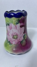 Antique Victorian Colbalt Blue Trim Floral Spooner Vase 3D Guilded picture