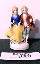 Porcelain Colonial Couple Figurine Dandy Man Red Jacket Germany Vintage picture