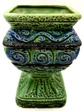 Vintage Rubens Originals Blue Green Ceramic Vase Planter 1950's picture