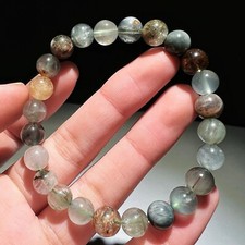 17.7g Rare NATURAL Clear phantom crystal Elastic Single Strand Bracelet picture