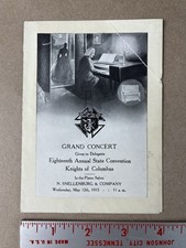 Vintage 1915 Knights of Columbus Grand Concert Program 18th Annual State Conv picture