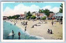 1934 COLONIAL BEACH VIRGINIA HOTELS OLD CARS SUNBATHERS TO MT AIRY MD POSTCARD picture