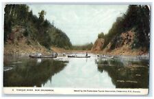 1908 Boat Canoeing Tobique River New Brunswick Canada Antique Postcard picture