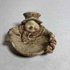 Vintage Tii Collections Ceramic Christmas Snowman 5 Wide Candy Dish. picture
