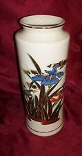 Beautiful Gold & Colorful Flower Birds Porcelain Vase With Gold Trim -12