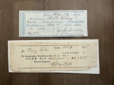 RARE 1833 & 1867 Independent Republican Ephemera Newspaper Receipts, Goshen NY picture