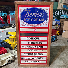 Bordens Ice Cream Advertising Sign Menu Board, Dairy Theme, Red White Blue picture