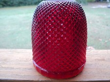 Vintage  Glass Ruby Red Diamond Point Fairy Lamp- -  TOP SHADE ONLY picture