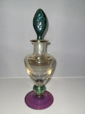 Vintage KROSNO Poland Art Glass Tri-Color Perfume Scent Bottle Stopper 7