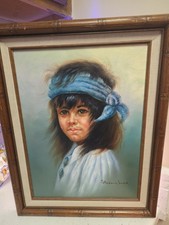 Vintage Steven Lee Native Girl Painting. picture