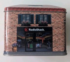 Vintage Radio Shack Promotional Advertising Tin Coin Bank, Storefront, Pre-Owned picture
