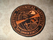 RARE VINTAGE ANTIQUE BOSTON TECHNICAL INSTITUTE EMBROIDERED EMBLEM PATCH ~ NOS picture